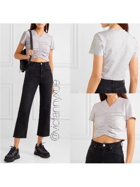 Alexander wang light gray T. Wash & Go cropped gathered t shirt xs